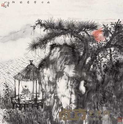 何加林 雨后斜阳独钓 镜心 68×68cm